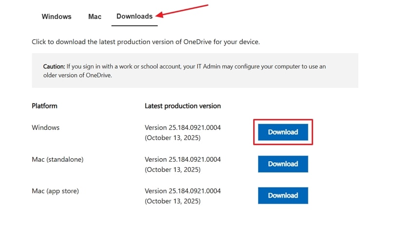 download latest onedrive version