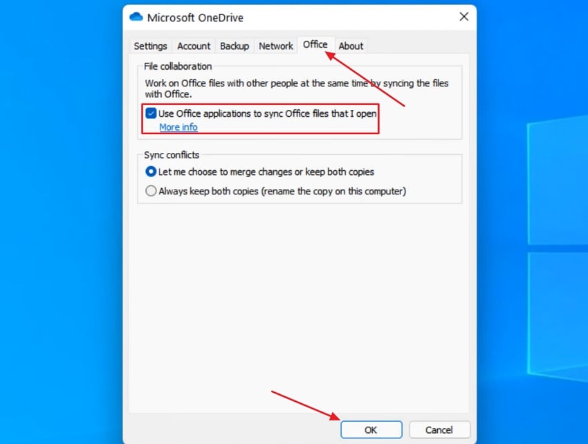 disable office file collaboration onedrive