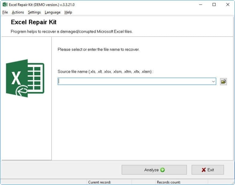 recover excel files with toolbox