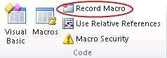 start recording a macro in excel