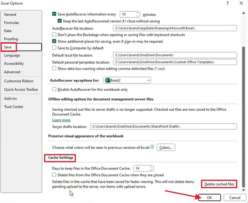 change the cache setting and proceed