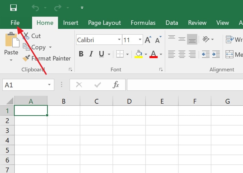 open file option in excel