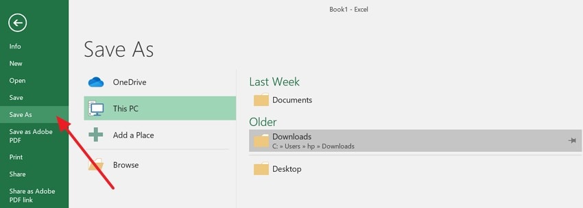 choose the save as option