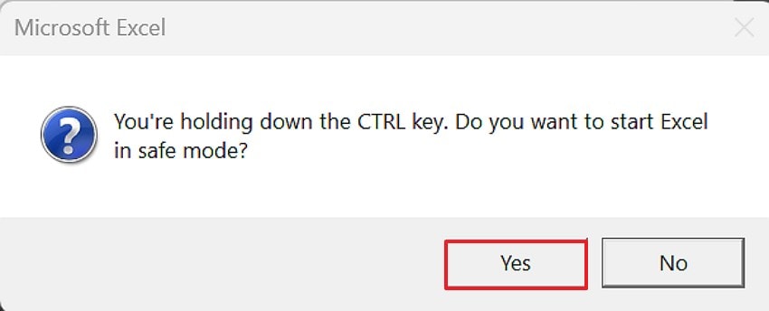 open excel in safe mode
