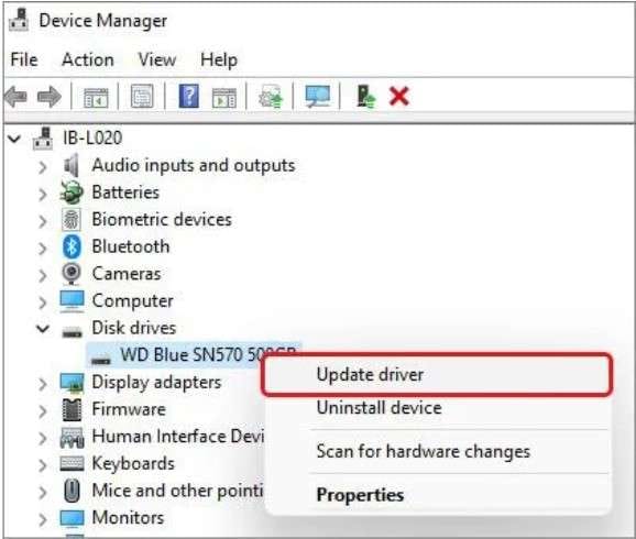 update a disk driver