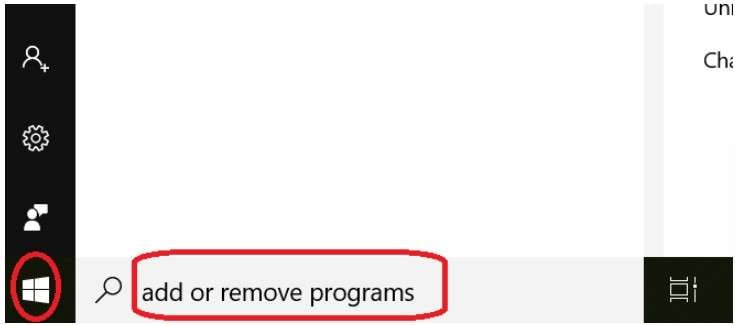 open add or remove programs