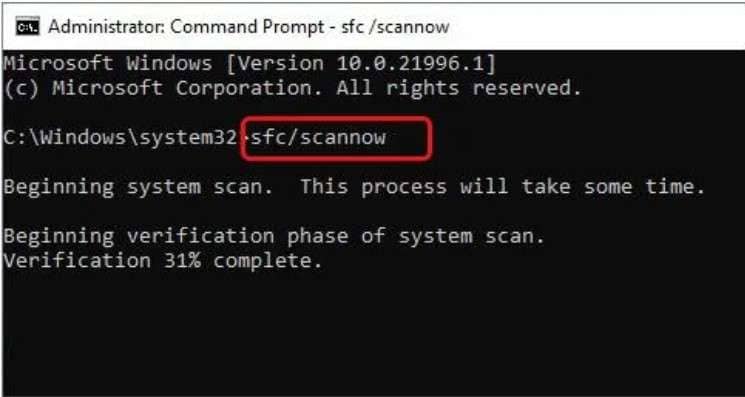 scan the system in the cmd