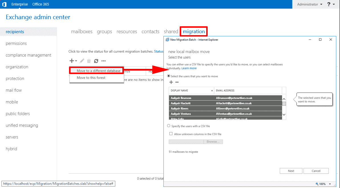 migrate mailbox 