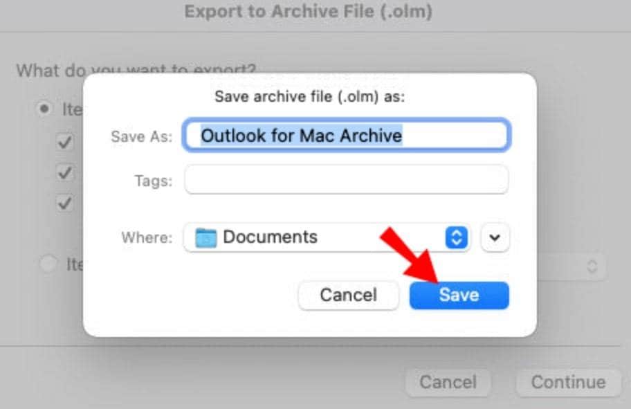 export outlook mailbox on mac