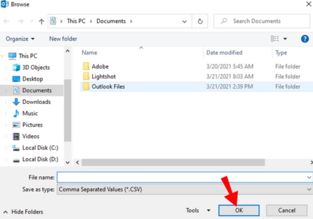 export all emails from outlook to csv
