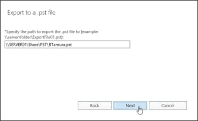 file path to export pst file