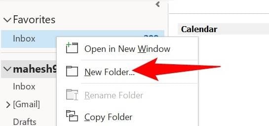 create a new folder in outlook