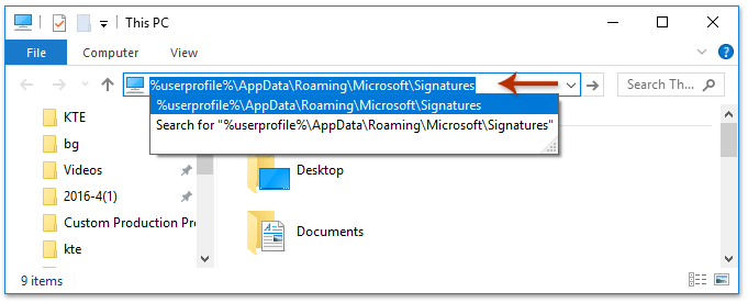 how to find the signature folder