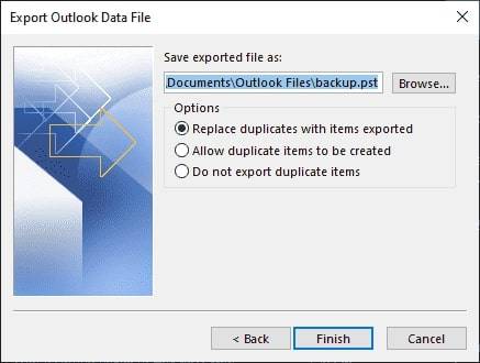 Enregistrer la boîte aux lettres d'exportation d'Office 365 dans un fichier pst