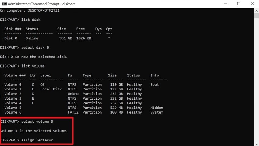 select volume and rename