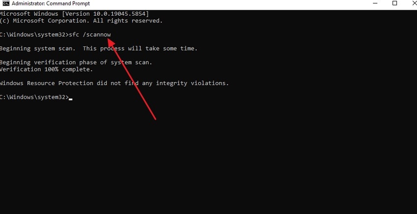 sfc scan on command prompt