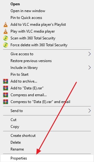 navigate to external hard drive properties