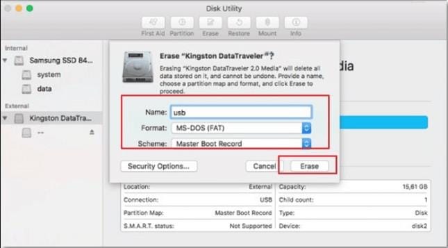 formatting the external hard drive on mac