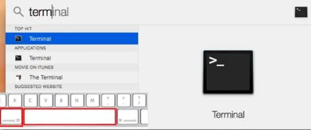 Ouvrir la commande du terminal sur mac