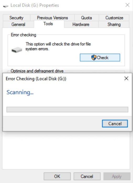 scanning corrupted external hard drive