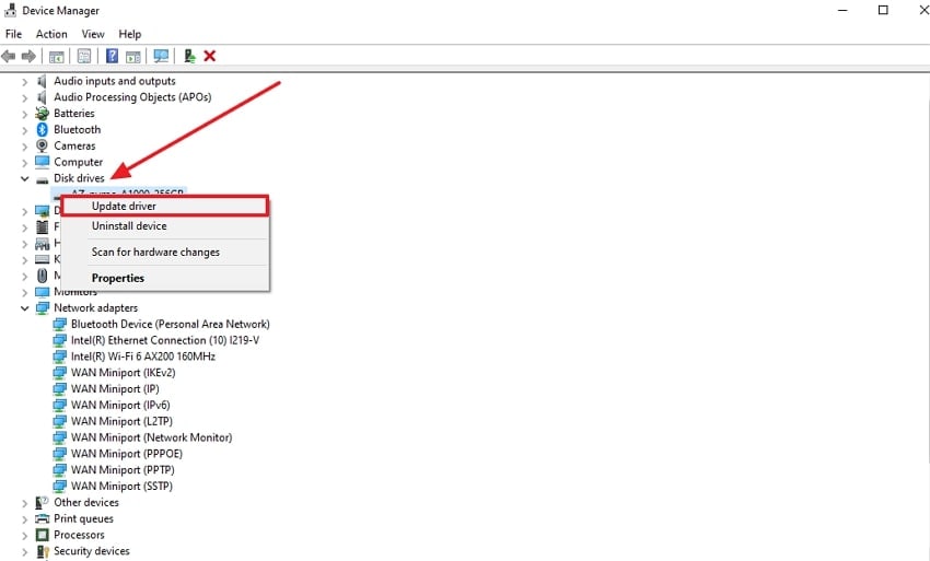 access update driver option