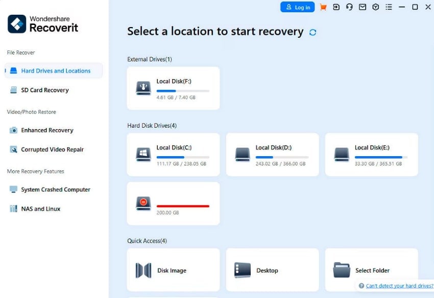 access recoverit on your pc