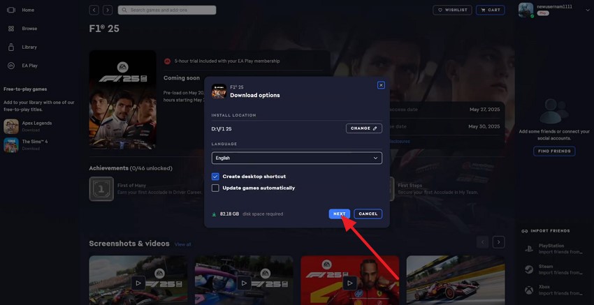 pulsar Siguiente para iniciar la reinstalación