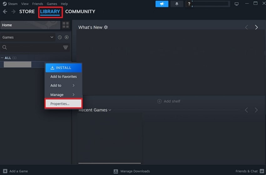 ir a Propiedades del juego en Steam