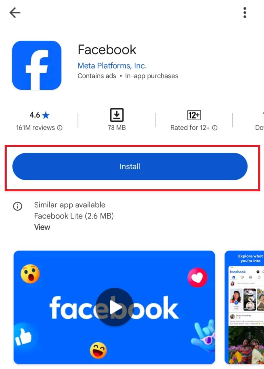 iphone storage facebook app screen with delete app option
