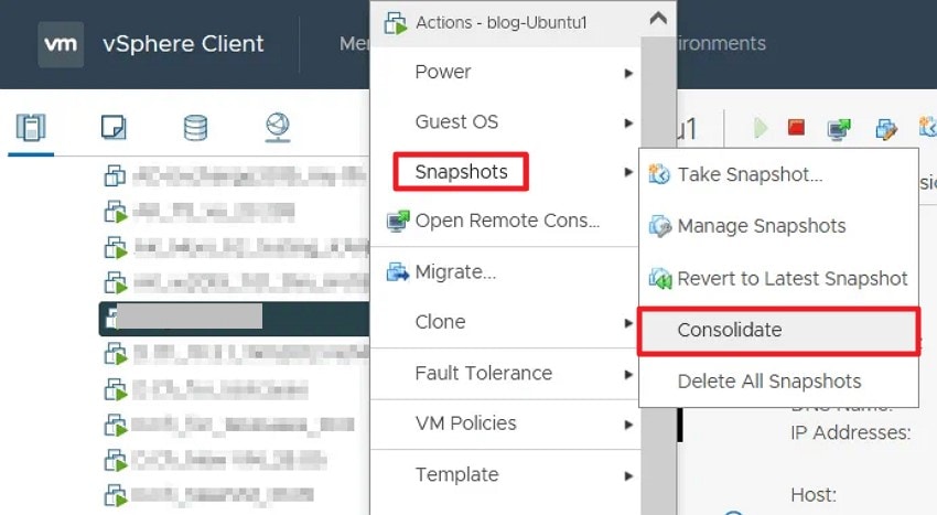fix snapshot vmware issues