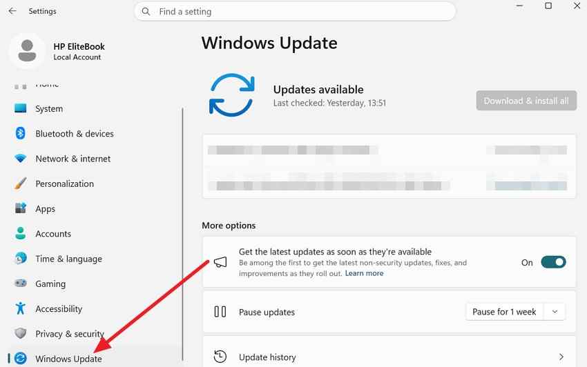 check for current windows updates