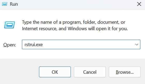 open system restore with the rstrui command