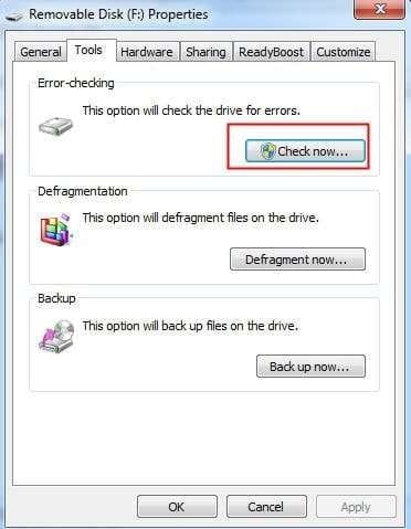 windows explorer hard disk error checking