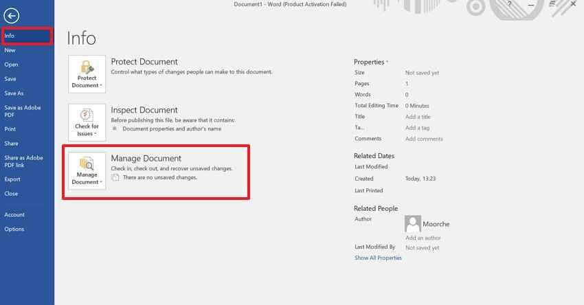 open word manage document 
