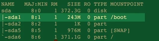 find boot partition in linux with lsblk cmd