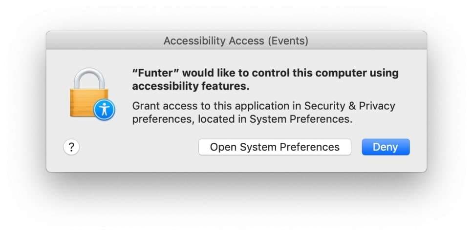 open system preferences with funter 