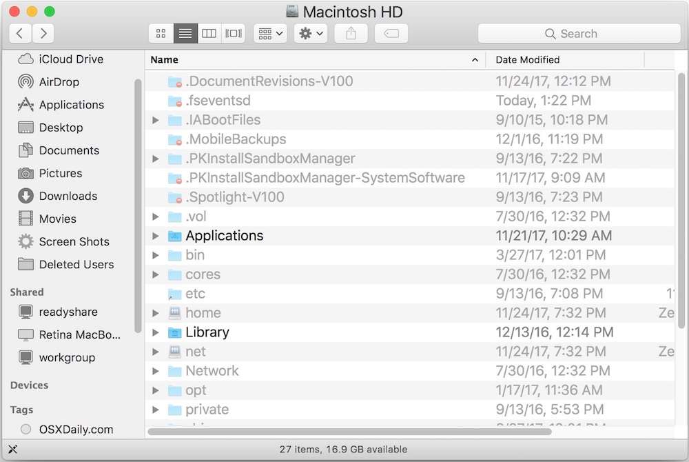 mac hidden folders displayed 