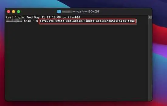 terminal command for unhiding files 