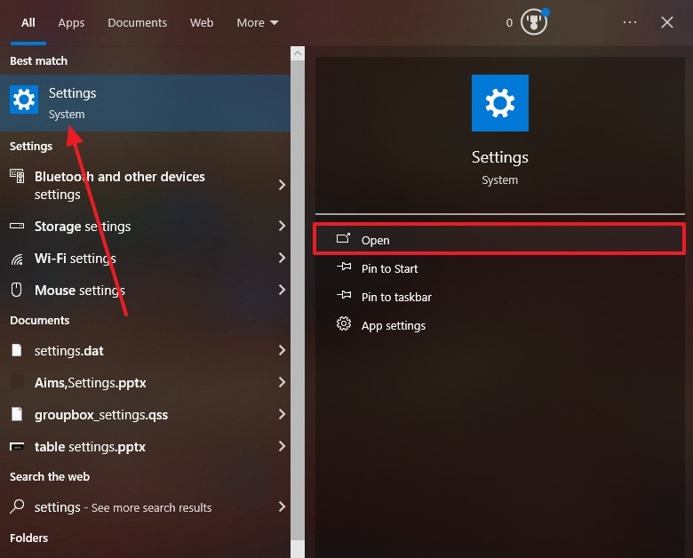 access windows 10 settings
