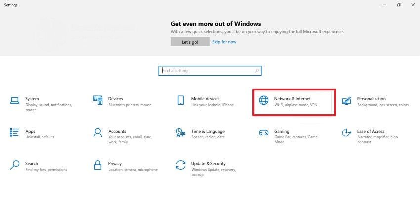 open network and internet settings