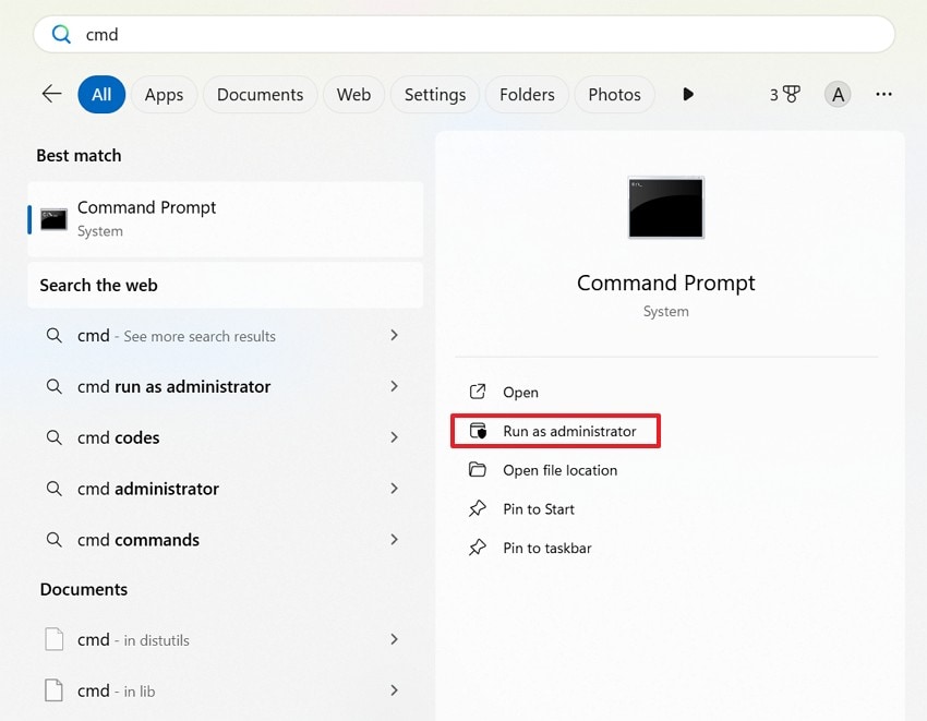 run command prompt as administrator