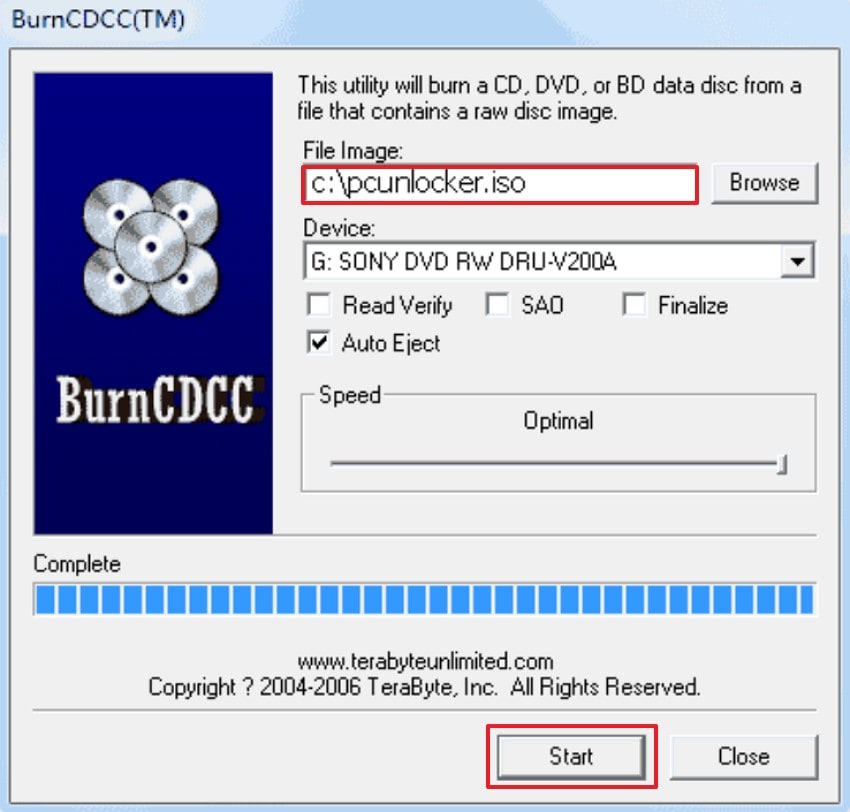 start by opening burn cdcc