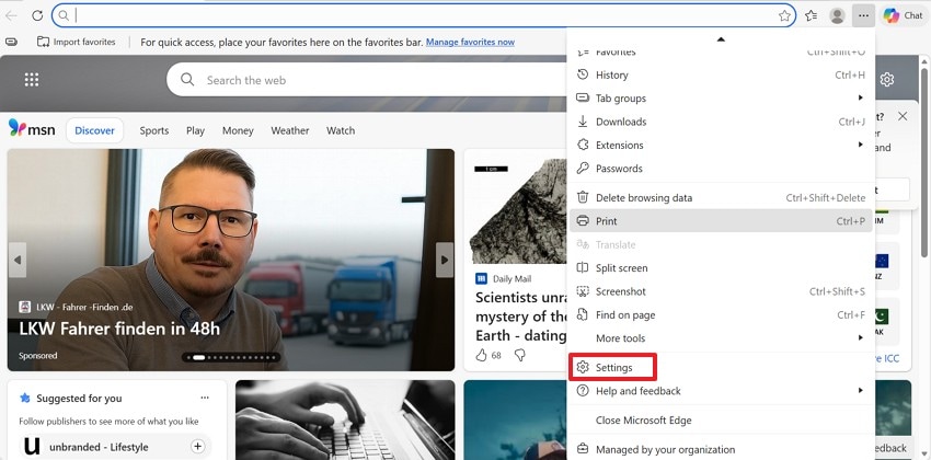 access settings in microsoft edge