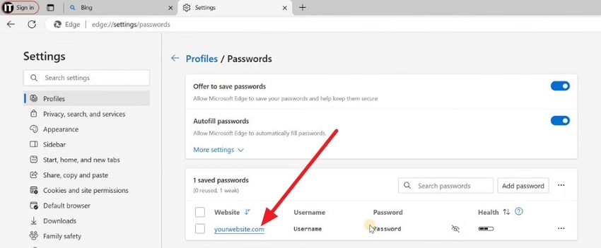 select account review password