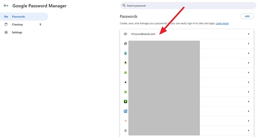 select account for password viewing