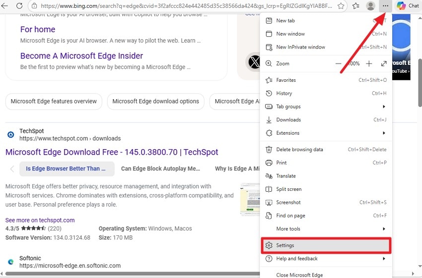 launch edge access settings