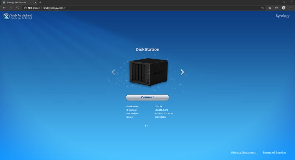 connect to synology via browser