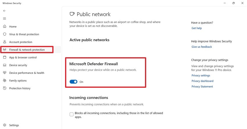 turn off the microsoft defender firewall