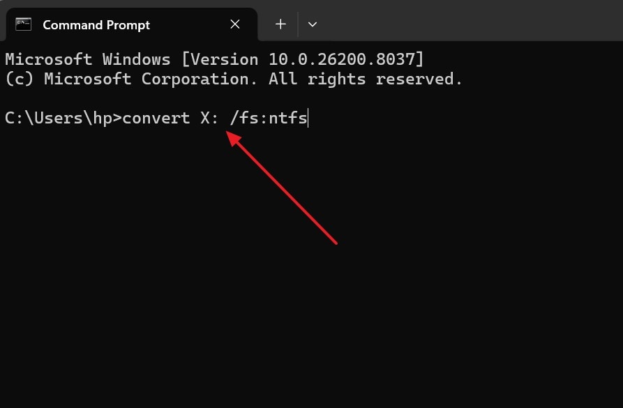 convert the fat32 into ntfs