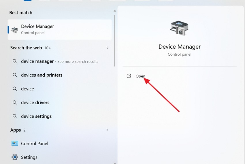 navigate to device manager